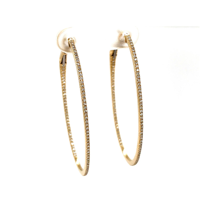 Large  Oval Diamond Hoop Earrings