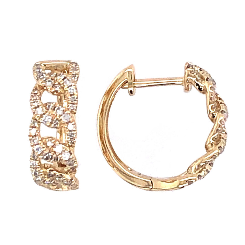 Pave Link Huggie Earrings