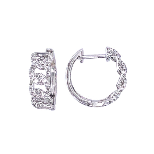 Pave Link Huggie Earrings