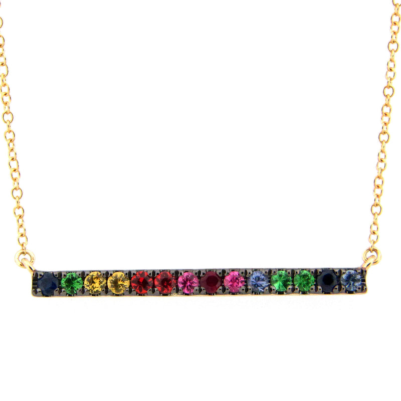 Multicolor Sapphire Bar Necklace