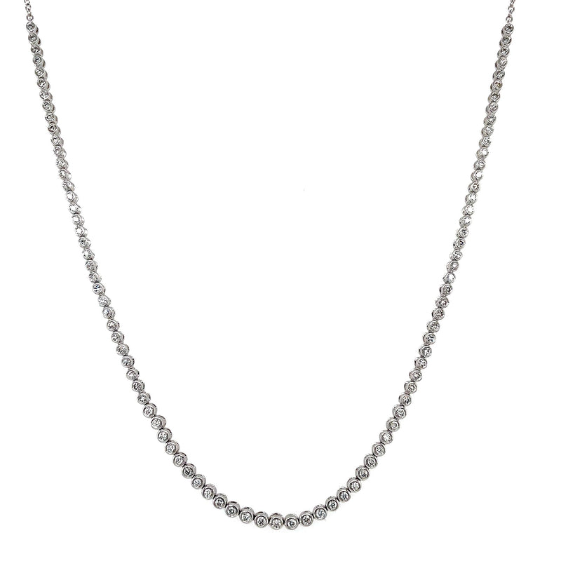 Diamond Bezel Graduated Tennis Necklace