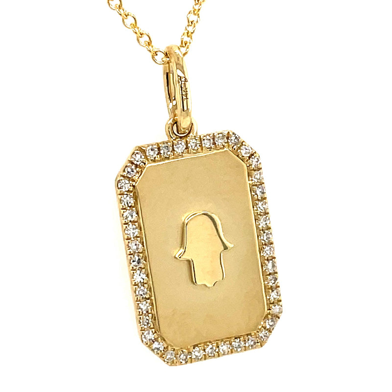 Diamond Hamsa Medallion Necklace