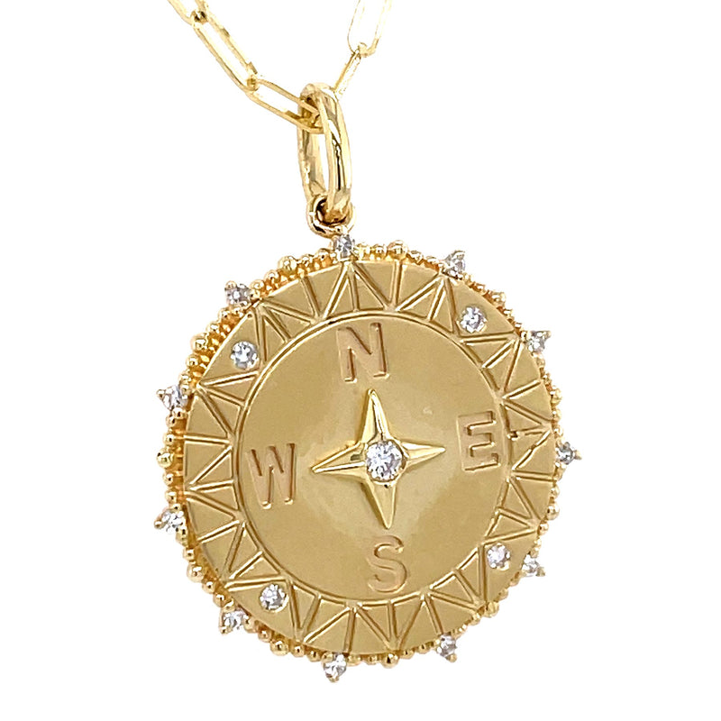 Diamond Compass Medallion Necklace