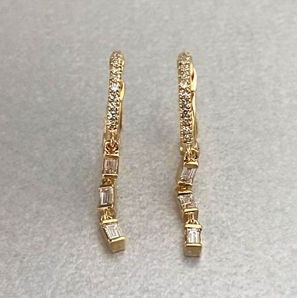 Baguette Diamond Drop Earrings