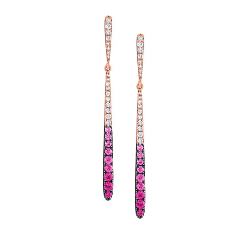Pink Sapphire and Diamond Drop Earrings