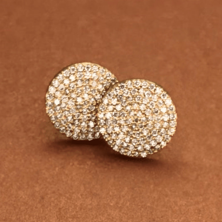 Large Diamond Pave Disc Stud Earrings