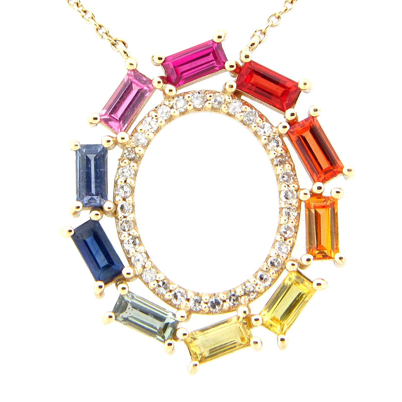 Multicolor Sapphire Circle Necklace