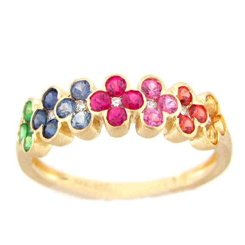 Multicolor Sapphire Floral Ring