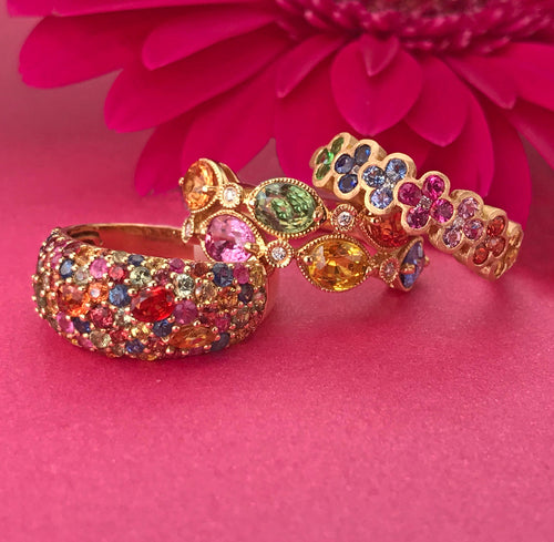 Multicolor Sapphire Floral Ring