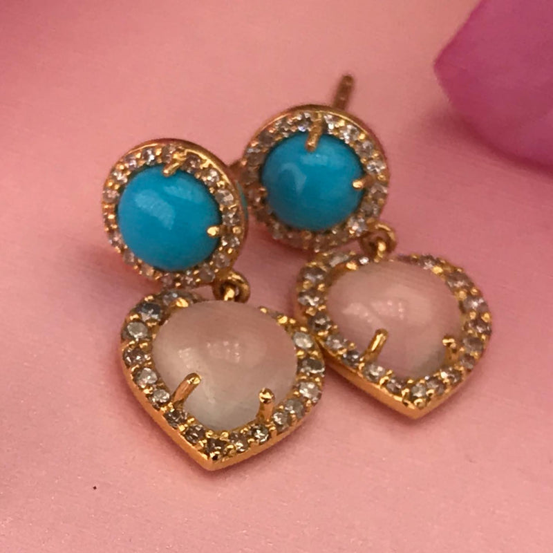 Turquoise and Moonstone Earrings