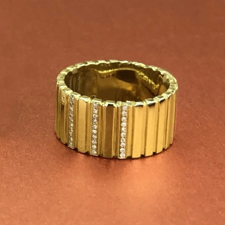 Wide Ribbed Diamond Band Ring sz6.25