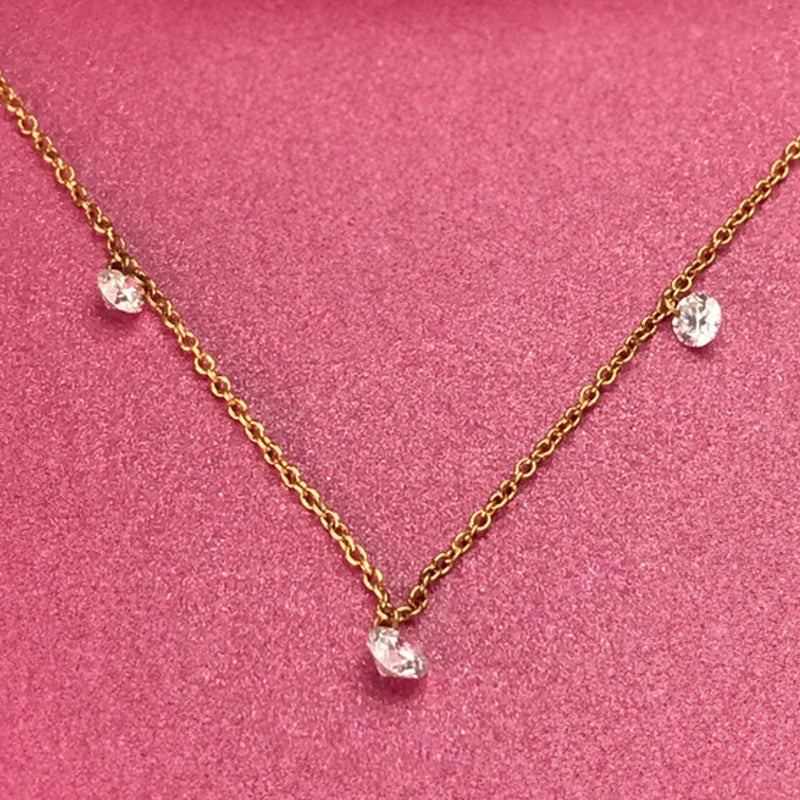 Triple Floating Diamond Necklace