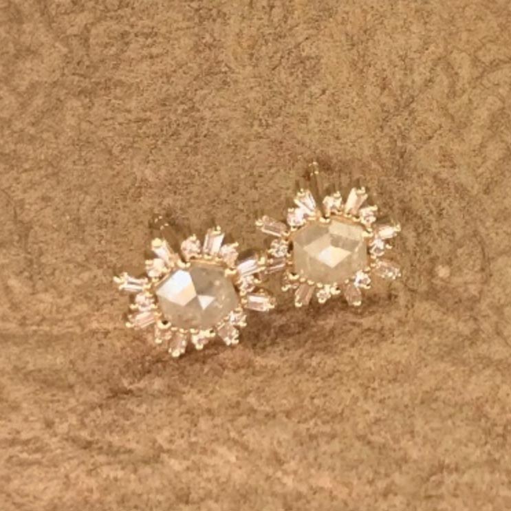 Rose Cut Diamond Soleil Earrings