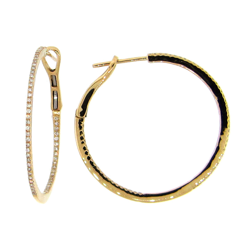 Medium Slender Diamond Hoop Earrings