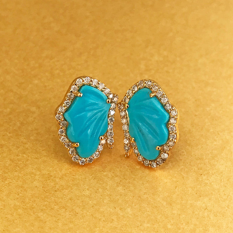 Turquoise Butterfly Wing Stud Earrings