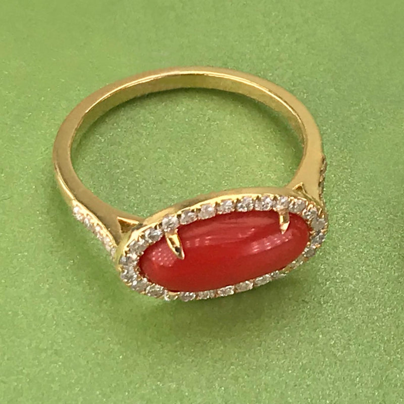 Coral Cabochon Ring