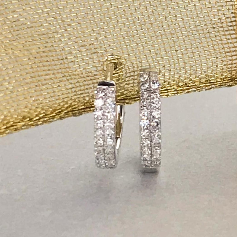 Double Row Huggie Hoop Earrings