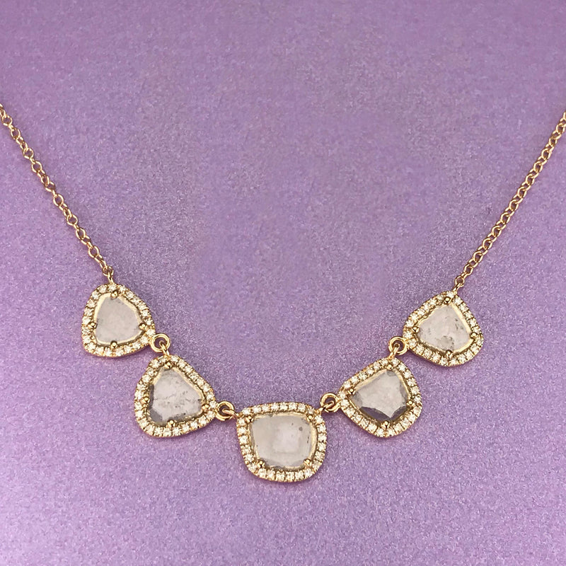 Five Diamond Slice Necklace