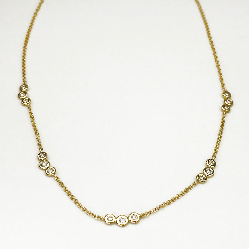 Triple Diamond Station Necklace
