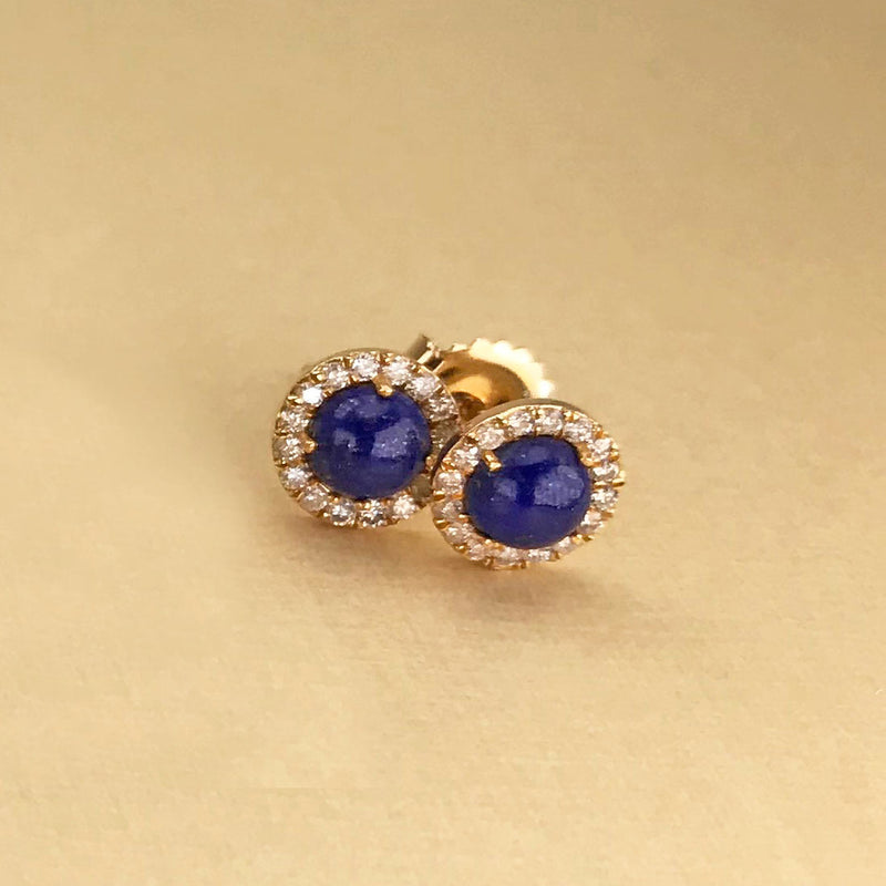 Lapis Halo Stud Earrings