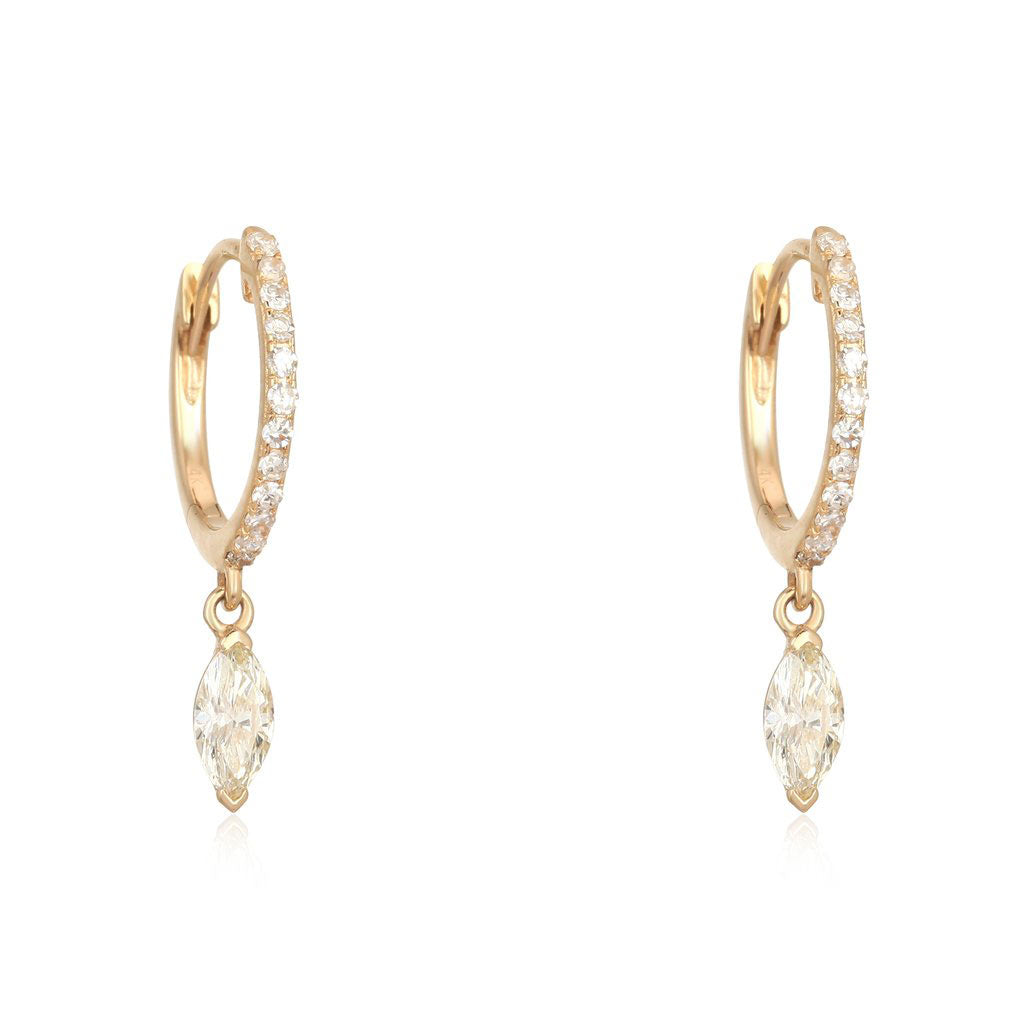 Fancy Shape Diamond Inside Out Hoop Earrings in 18k White Gold