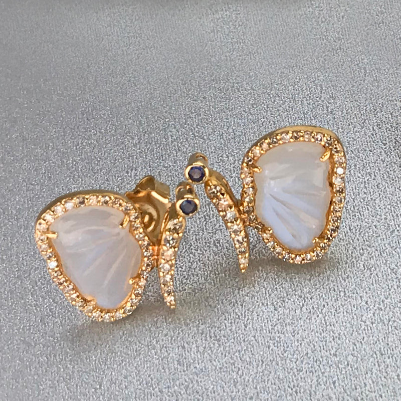 Moonstone Butterfly Stud Earrings
