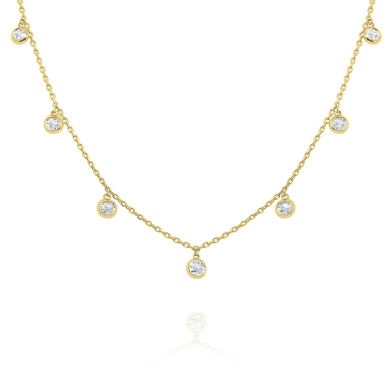 Bezel-Set Diamond Drop Necklace