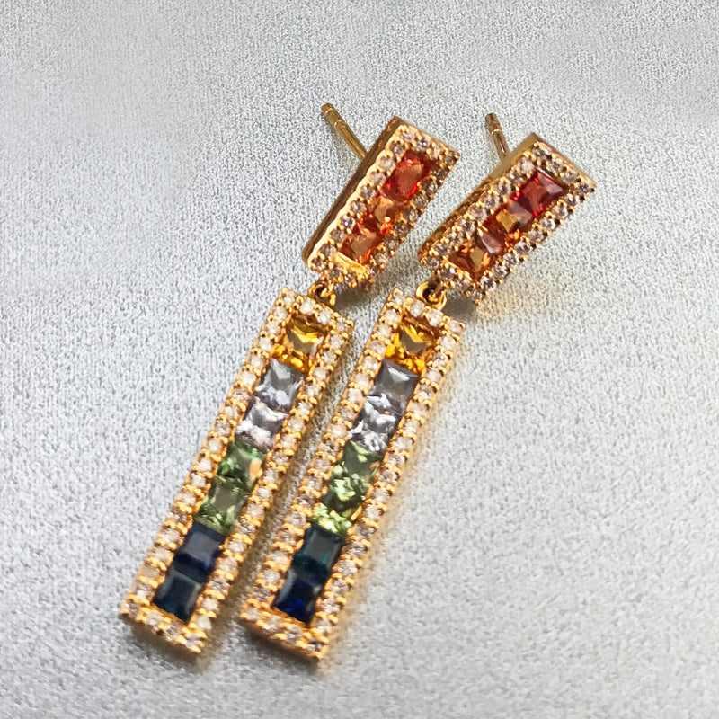 Rainbow Gem Drop Earrings