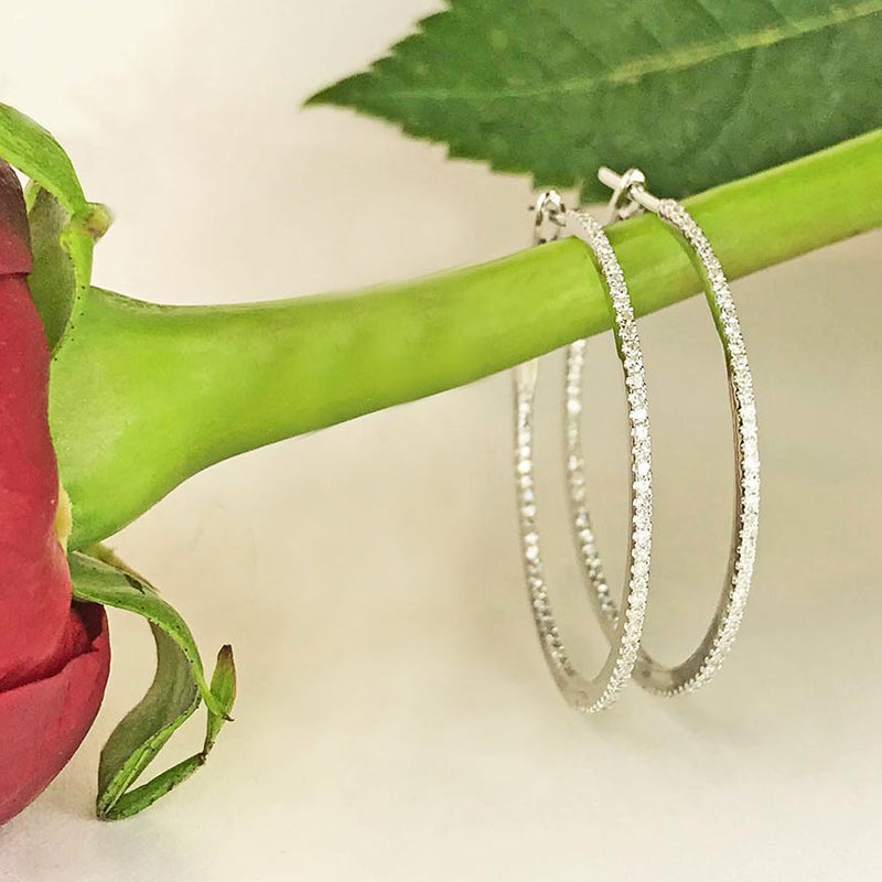 1.25-Inch Inside-Out Diamond Hoops In White Gold