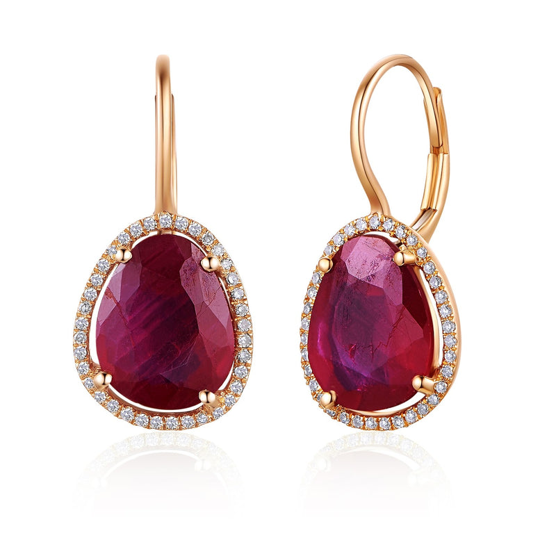 Organic Shape Ruby Earrings