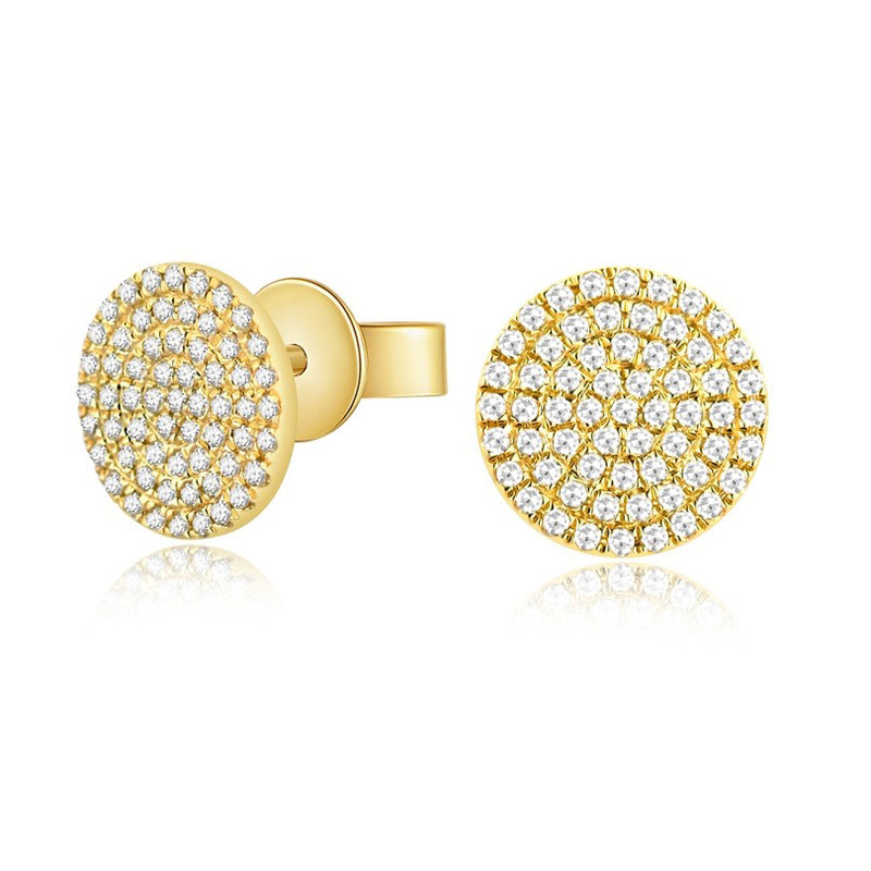 Medium  Pave Disc Stud Earrings